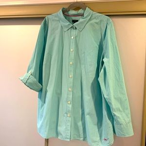 Green gingham long sleeve Talbots shirt 3X